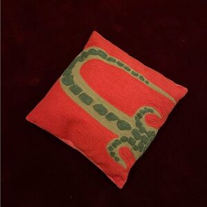 Reptile-Themed Red and Green Pillow